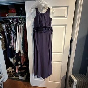 David's Bridal Purple Sleeveless Ruched Gown for Cocktail